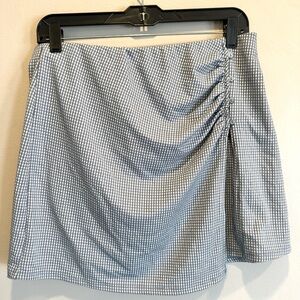 Blue/Gray Checkered Stretchy Skirt